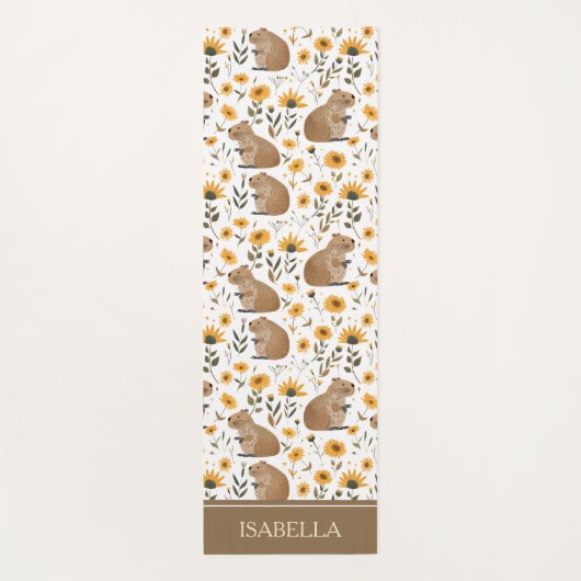 Personalized Capybara Floral ヨガマット (裏面)