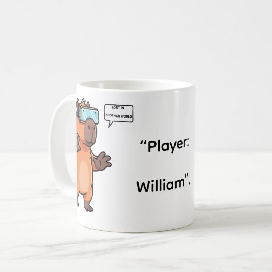  Personalized Capybara Gamer Coffee Cup コーヒーマグカップ (正面左)