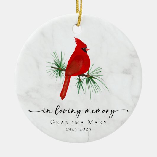 Personalized Cardinal In Loving Memory Keepsake セラミックオーナメント (正面)