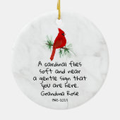 Personalized Cardinal Saying Memorial セラミックオーナメント (裏面)