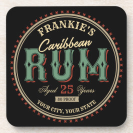 Personalized Caribbean Rum Liquor Bottle Label Bar コースター