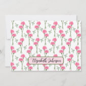 Personalized Carnation Floral Botanical Note Card ノートカード (正面)