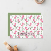 Personalized Carnation Floral Botanical Note Card ノートカード (正面/裏面インサイチュ)