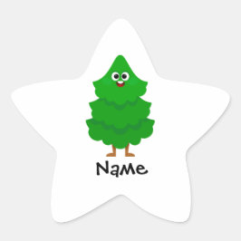 Personalized Cartoon Christmas Tree Kids Sticker 星シール