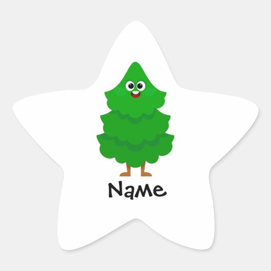 Personalized Cartoon Christmas Tree Kids Sticker 星シール (正面)