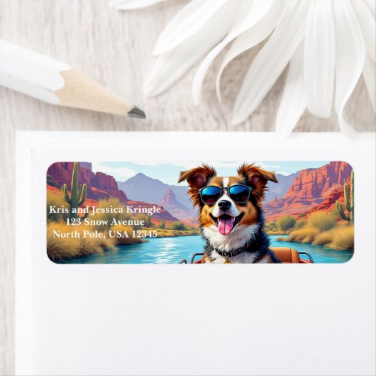 Personalized Cartoon Dog Return Address Label ラベル (インサイチュ)