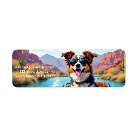 Personalized Cartoon Dog Return Address Label ラベル (正面)