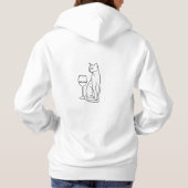 Personalized Cat and Wine Minimalist Line Art Hood パーカ (裏面)