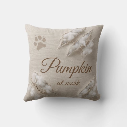 Personalized Cat At Work Scratch   クッション (裏面)