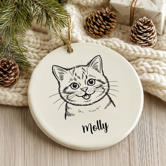 Personalized Cat Christmas セラミックオーナメント
