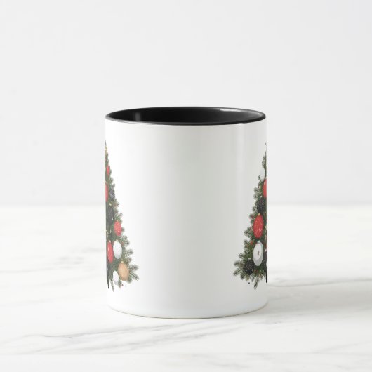 Personalized Cat & Christmas Tree Coffee Mug マグカップ (中央)