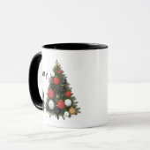Personalized Cat & Christmas Tree Coffee Mug マグカップ (正面左)