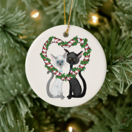 Personalized Cat Couple First Christmas Holiday セラミックオーナメント