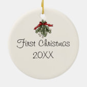 Personalized Cat Couple First Christmas Holiday セラミックオーナメント (裏面)