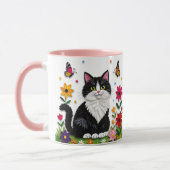 Personalized Cat, Flowers and Butterflies   マグカップ (左)