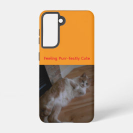 Personalized Cat Galaxy Case – Orange, Cute Quote Samsung Galaxy S21ケース