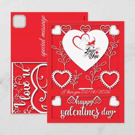 Personalized Cat Gifts for Valentines Day Love シーズンポストカード (正面/裏面)