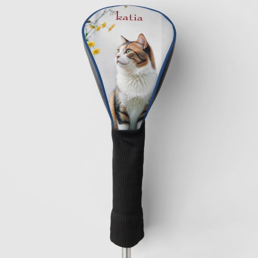 Personalized Cat Golf  Custom Pet Name Cute Cat De ゴルフヘッドカバー (正面)