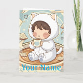 Personalized Cat Greeting Card for Book Lovers カード (裏面)