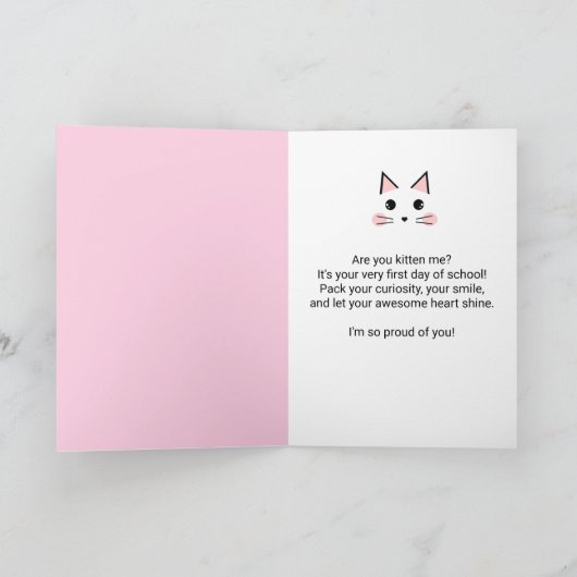 Personalized Cat Happy 1st Day of School カード (内部)
