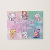 Personalized Cat Happy Easter ジグソーパズル (横)