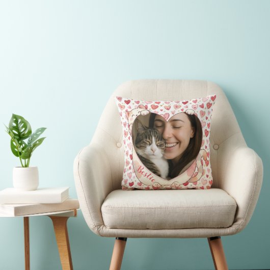 Personalized Cat Heart Photo Pillow | Pet Lovers クッション (椅子)