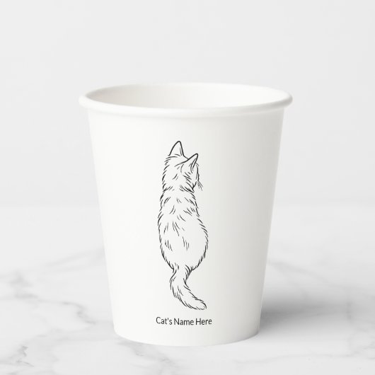 Personalized Cat Line Art 8oz Paper Cup 紙コップ (正面)
