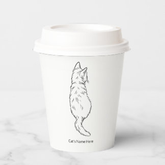 Personalized Cat Line Art 8oz Paper Cup with Lid 紙コップ