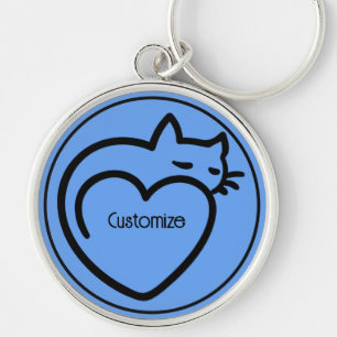 Personalized Cat Love Black Logo キーホルダー