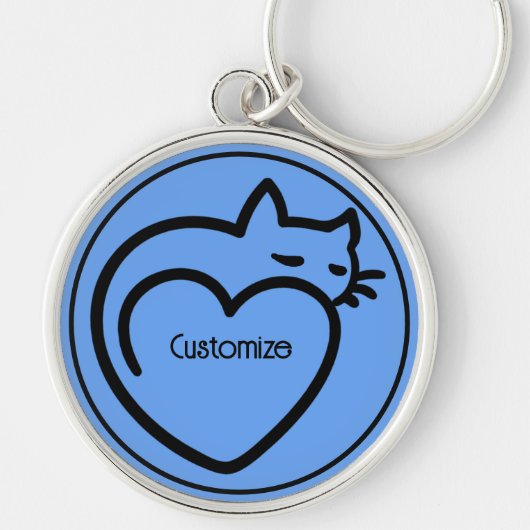 Personalized Cat Love Black Logo キーホルダー (正面)