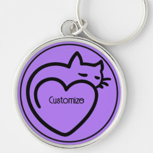 Personalized Cat Love Black Logo キーホルダー