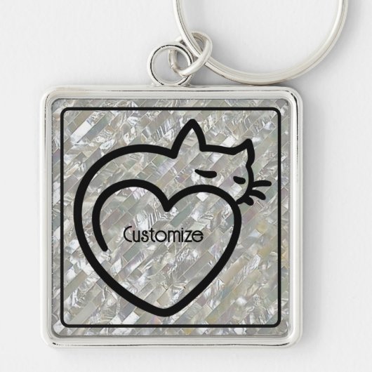 Personalized Cat Love Black Logo キーホルダー (正面)
