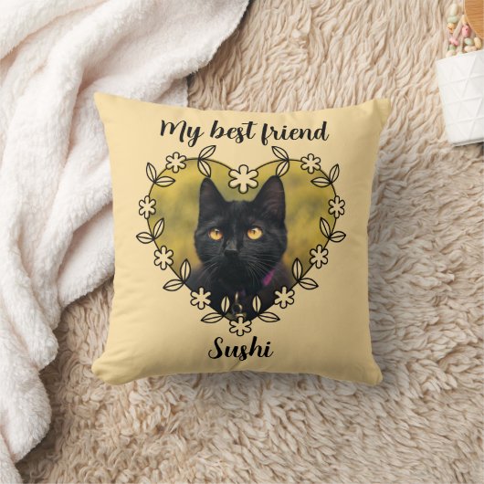 Personalized Cat Lover Throw Pillow クッション (ブランケット)