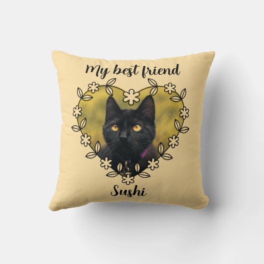 Personalized Cat Lover Throw Pillow クッション (裏面)