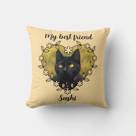 Personalized Cat Lover Throw Pillow クッション (正面)