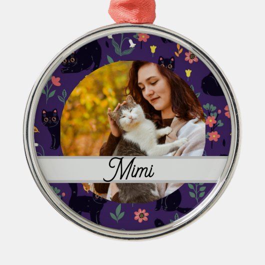 Personalized Cat Ornament | Custom Name メタルオーナメント (正面)