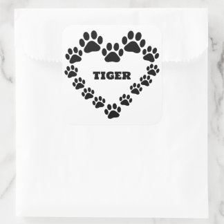 Personalized Cat Paw Print Square Shape Sticker スクエアシール