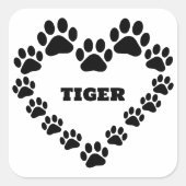 Personalized Cat Paw Print Square Shape Sticker スクエアシール (正面)