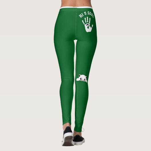 Personalized Cat Pet Forest Green White Stripes レギンス (裏面)