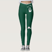 Personalized Cat Pet Hunter Green White Stripes レギンス (正面)