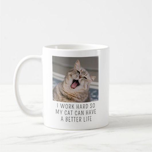 Personalized Cat Photo Custom Caption Funny Pet コーヒーマグカップ (左)