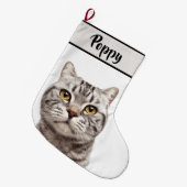 Personalized Cat Photo & Name Christmas Stocking  ラージクリスマスストッキング (正面 (吊り時))