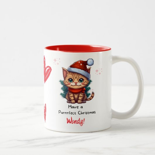 Personalized Cat Themed Christmas Mug ツートーンマグカップ (右)
