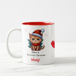 Personalized Cat Themed Christmas Mug ツートーンマグカップ