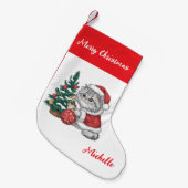 Personalized Cat with Santa Hat Christmas tree     スモールクリスマスストッキング (正面 (吊り時))