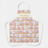 Personalized Cat's Library Bookish Pastel Pink エプロン (正面)