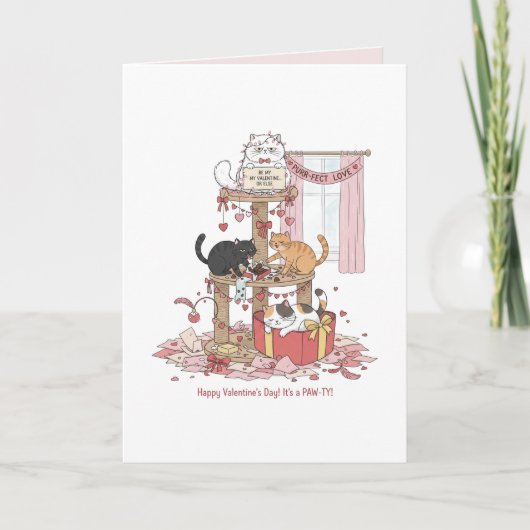 Personalized Cat's Meow Valentine's Day  Card カード (正面)