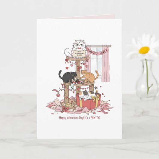 Personalized Cat's Meow Valentine's Day  Card カード (小さな植物)
