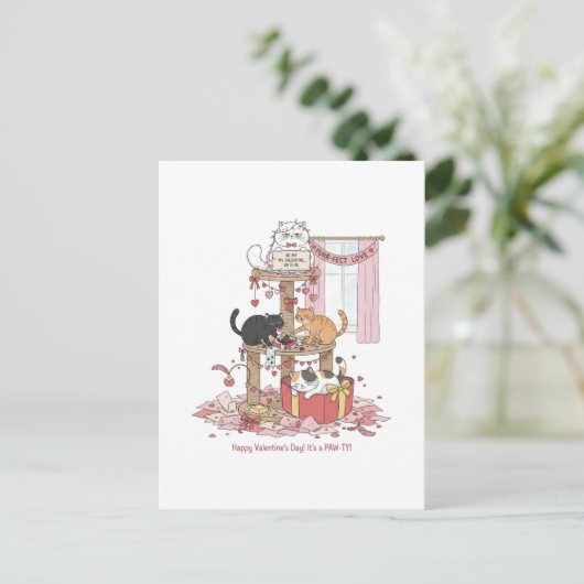 Personalized Cat's Meow Valentine's Day Postcard ポストカード (スタンド正面)