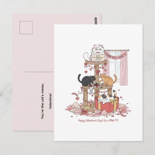 Personalized Cat's Meow Valentine's Day Postcard ポストカード (正面/裏面)